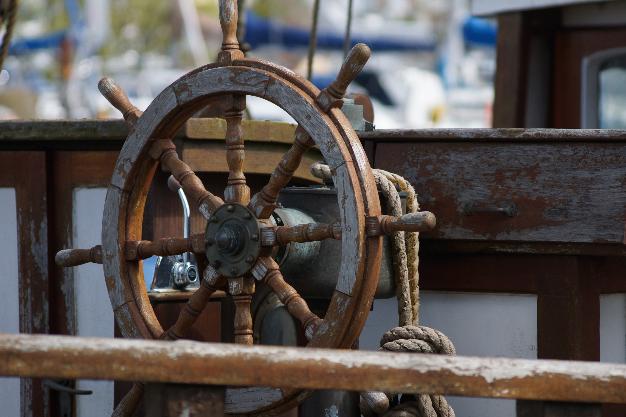 Old time ship wheel.