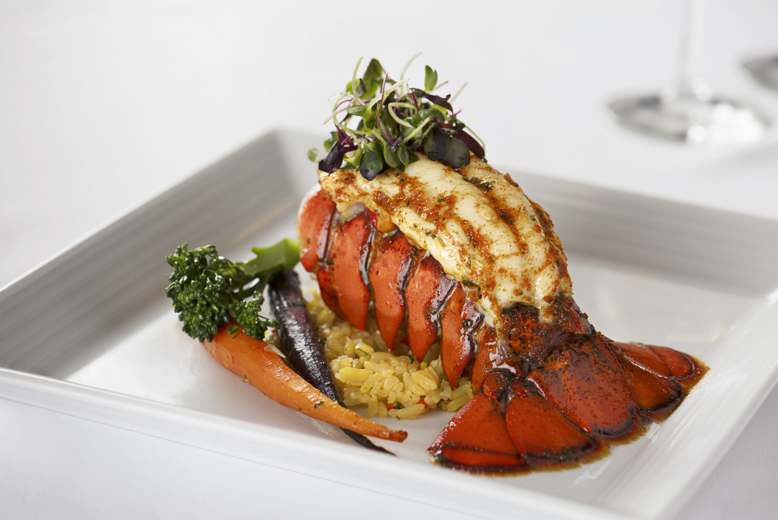Lobster tail and rice.
