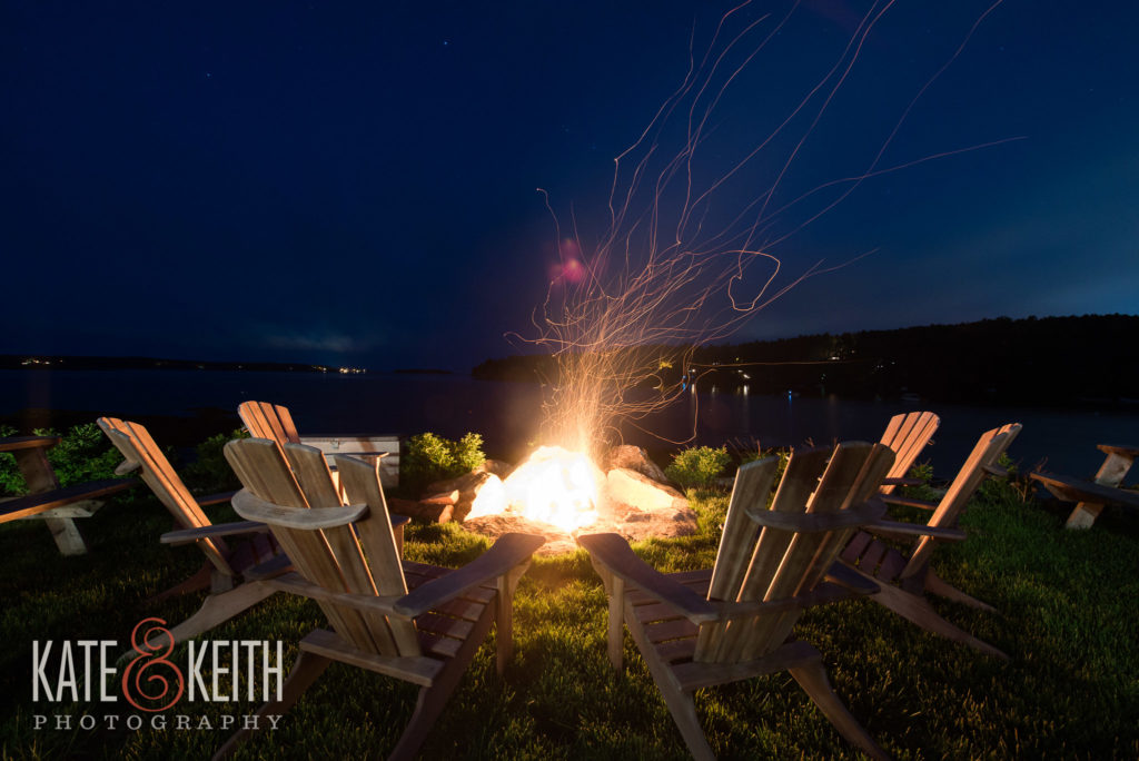 Firepit with Adirondack chairs.