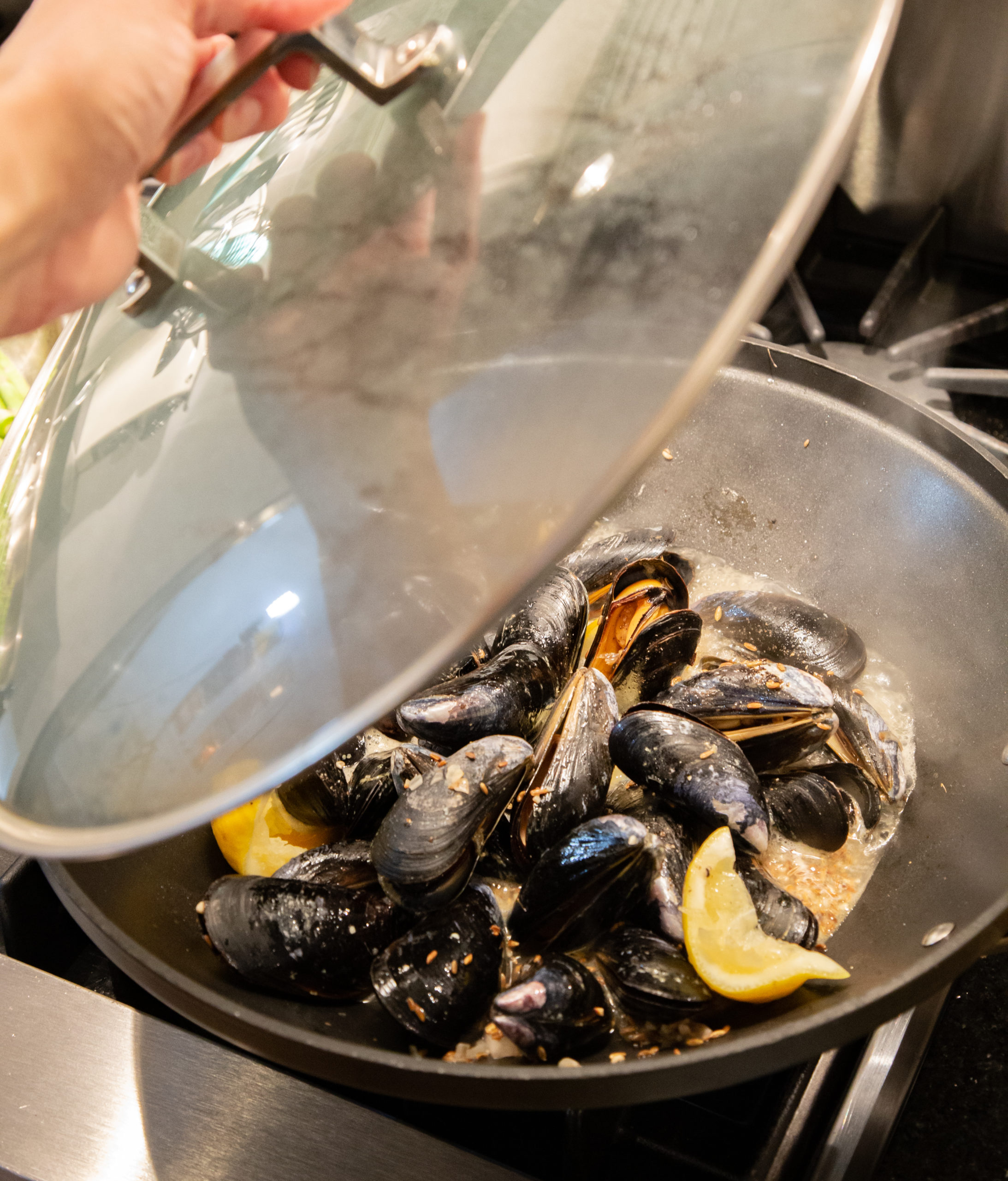 Mussels steamed.