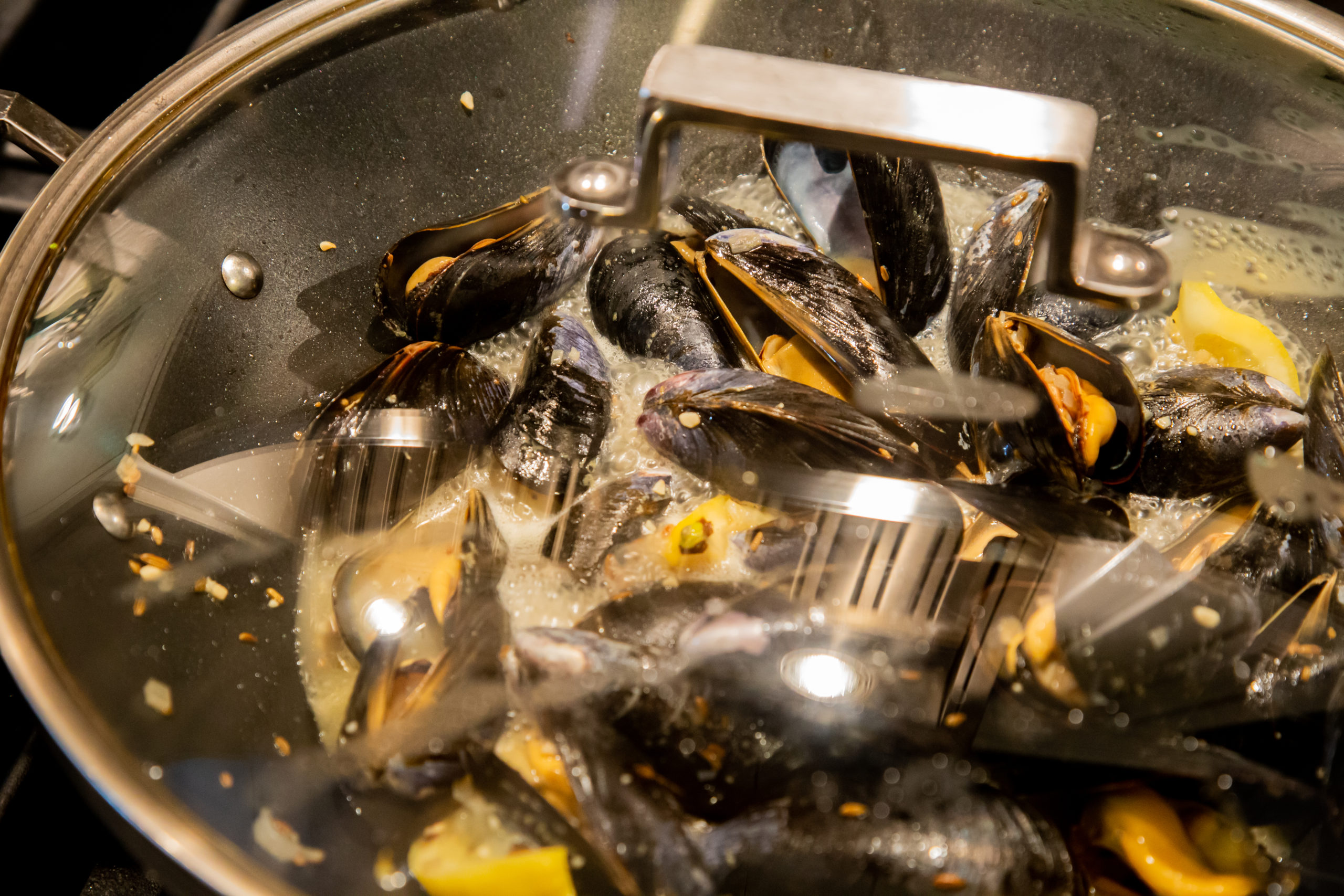 Mussels steaming.