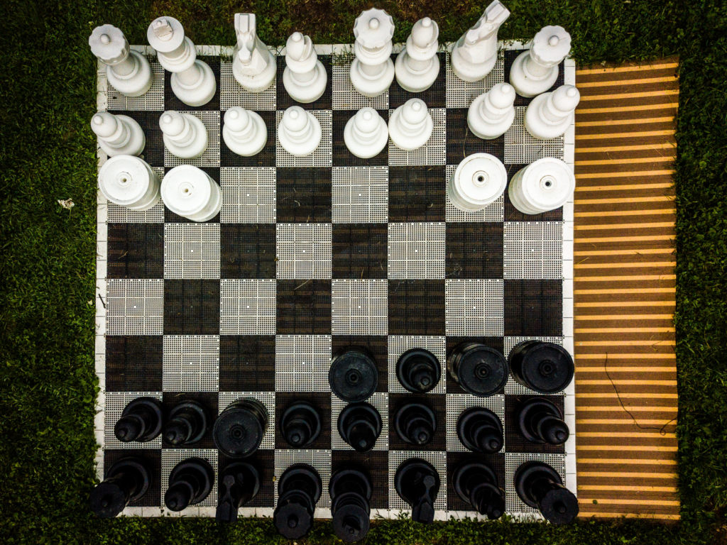 Chess board with pieces