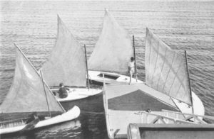 Black & white photo of dinghys