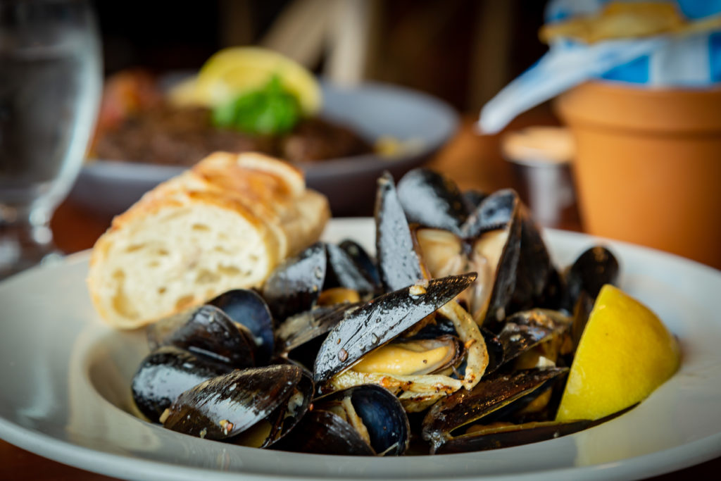 Mussels at the Deck Bar & Grill restaurant.