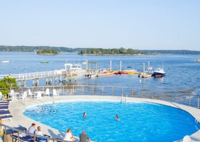 The pool of a Midcoast Maine resort near downtown Boothbay Harbor.