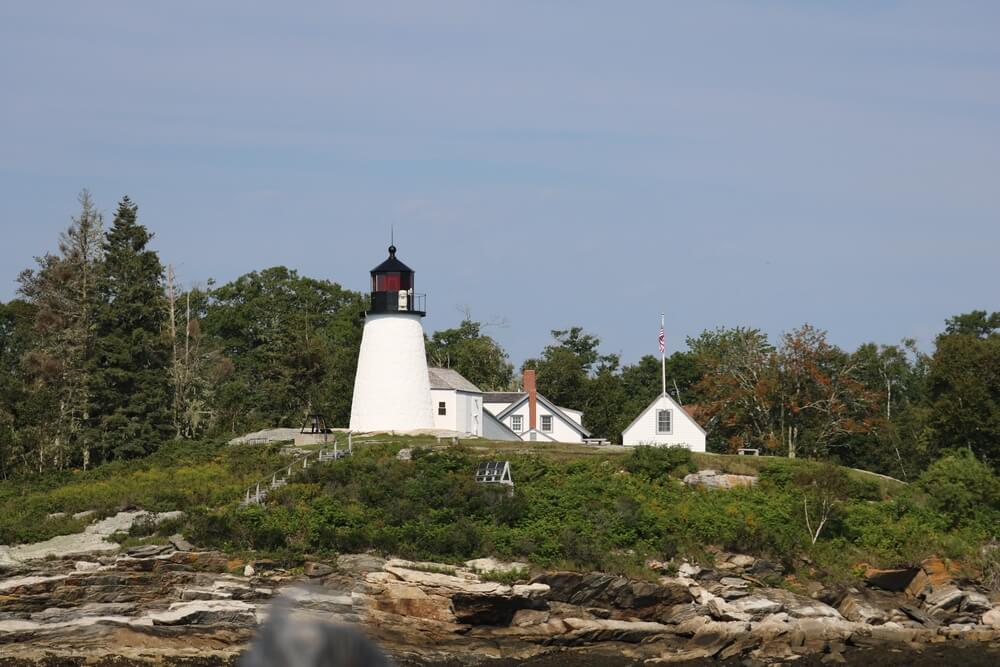 A lighthouse near Boothbay Harbor, a local Maine attraction.