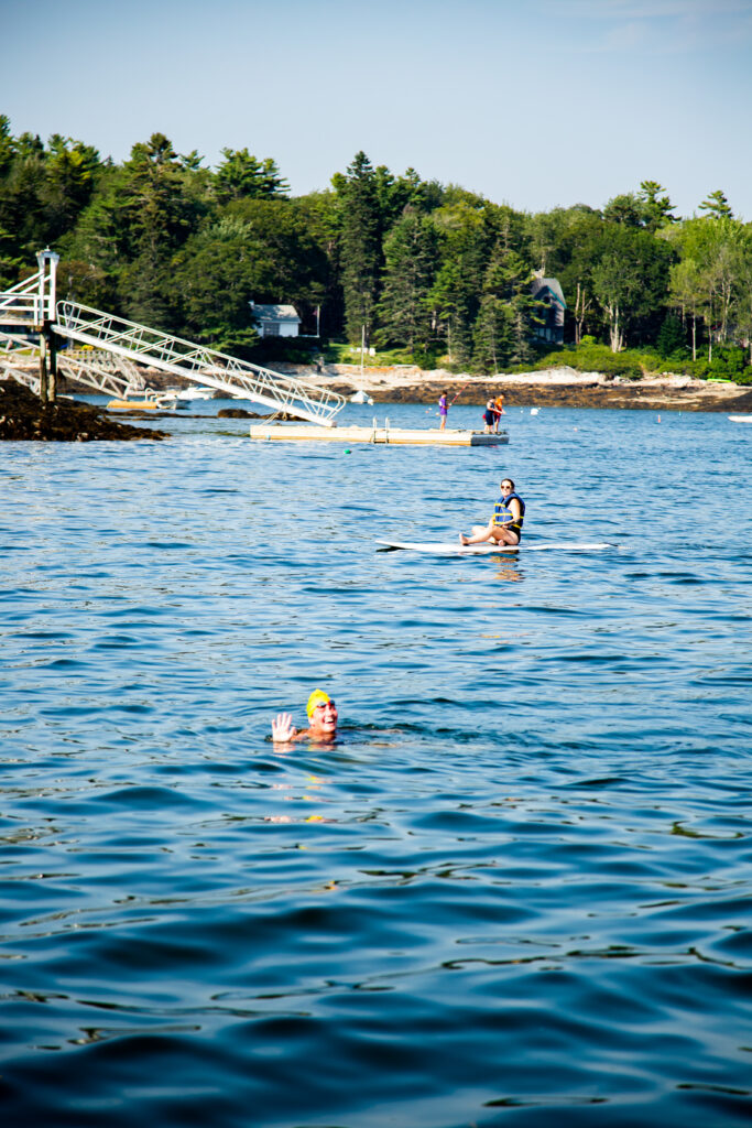 Swimming in the ocean at Linekin Bay Resort.