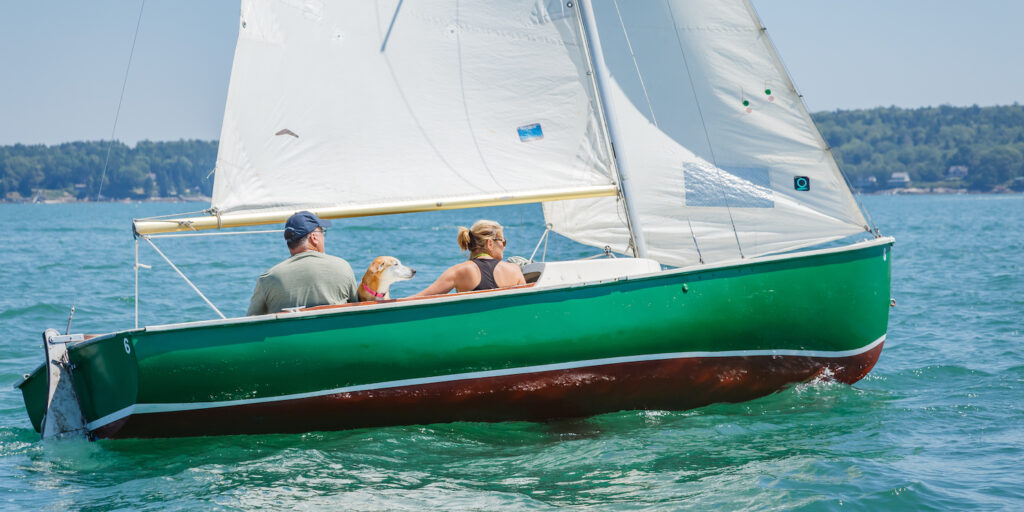 Sailing on Linekin Bay with your best friend - pet-friendly resort.