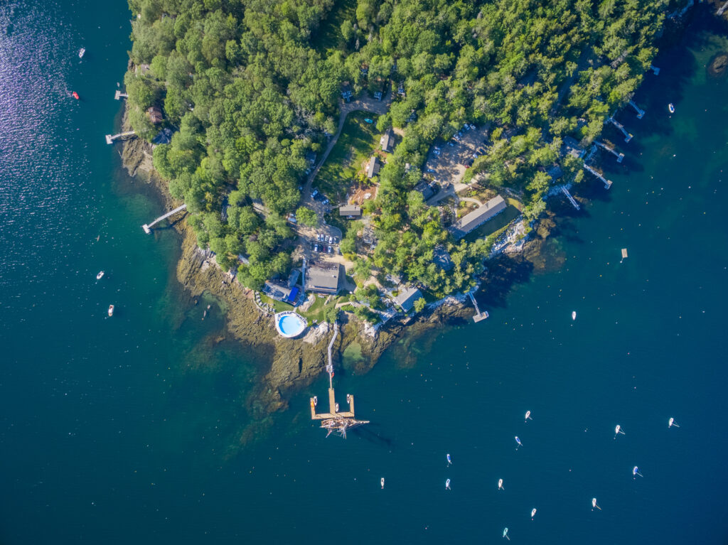 Aerial view of Linekin Bay Resort.